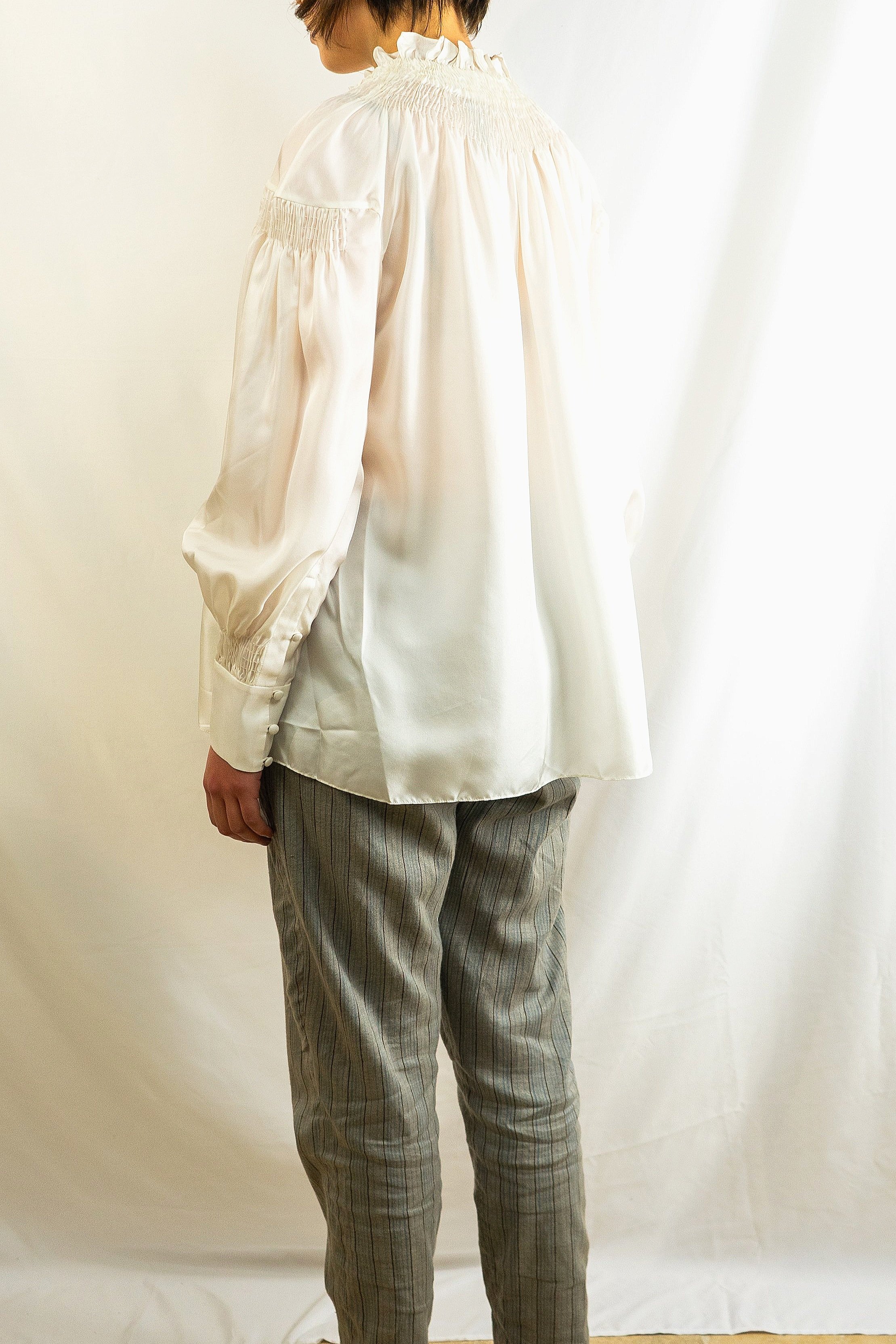 新品<enrica> Cotton silk striped blouse猫 ミニ財布 ミニ